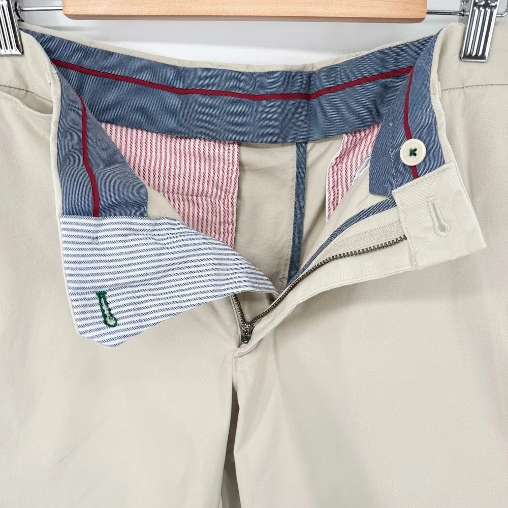 Tommy Hilfiger Men's Khaki Chino Shorts 38 Beige Flat Front Golf Casual Preppy